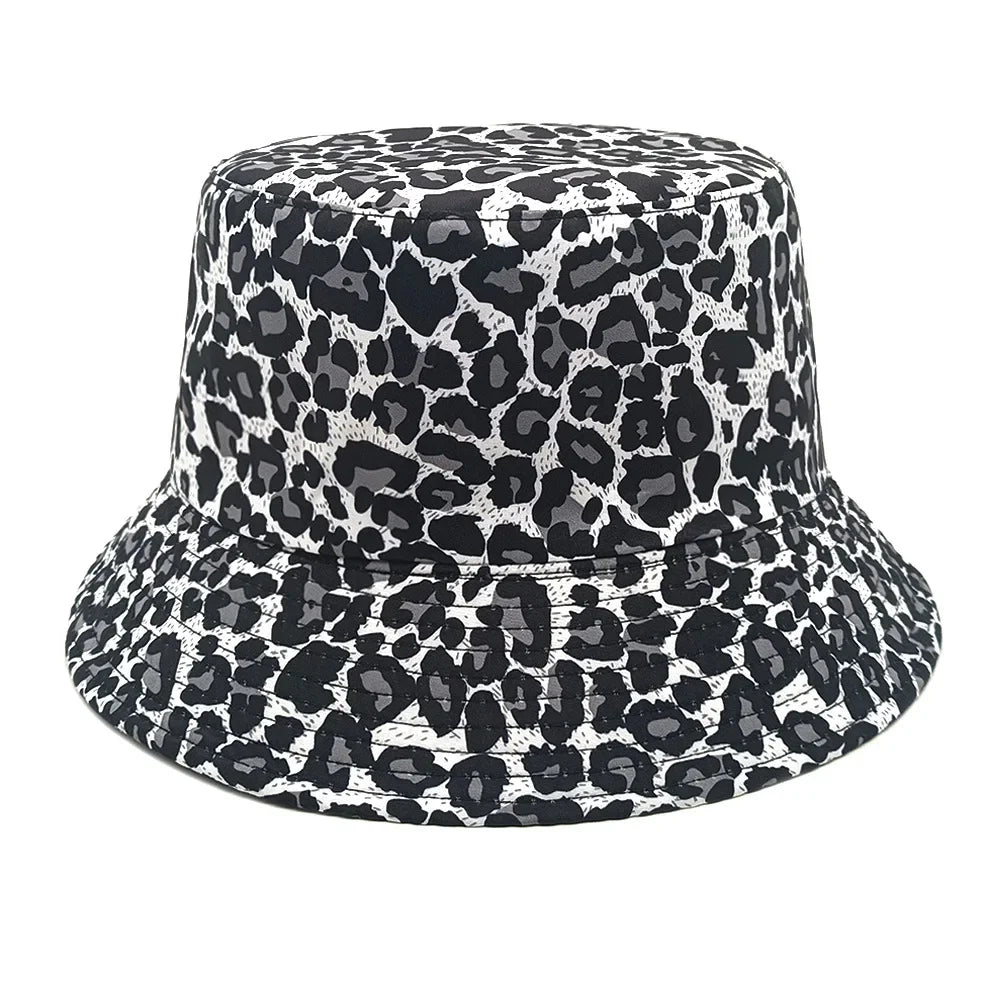 Outing Sun-Proof Hat Reversible Leopard Print Bucket Hat