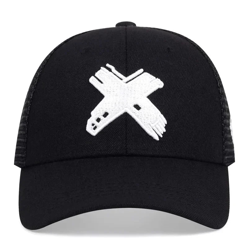 Unisex X Letter Embroidery Baseball Net Caps