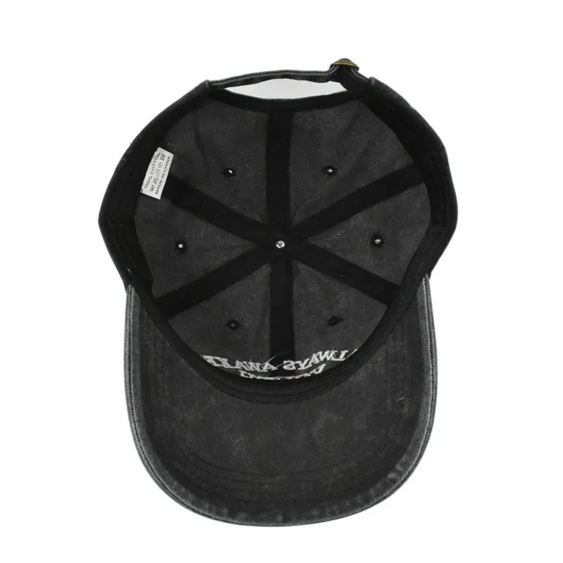 Unisex Washed Cotton Caps Letter Embroidery Vintage Baseball Cap