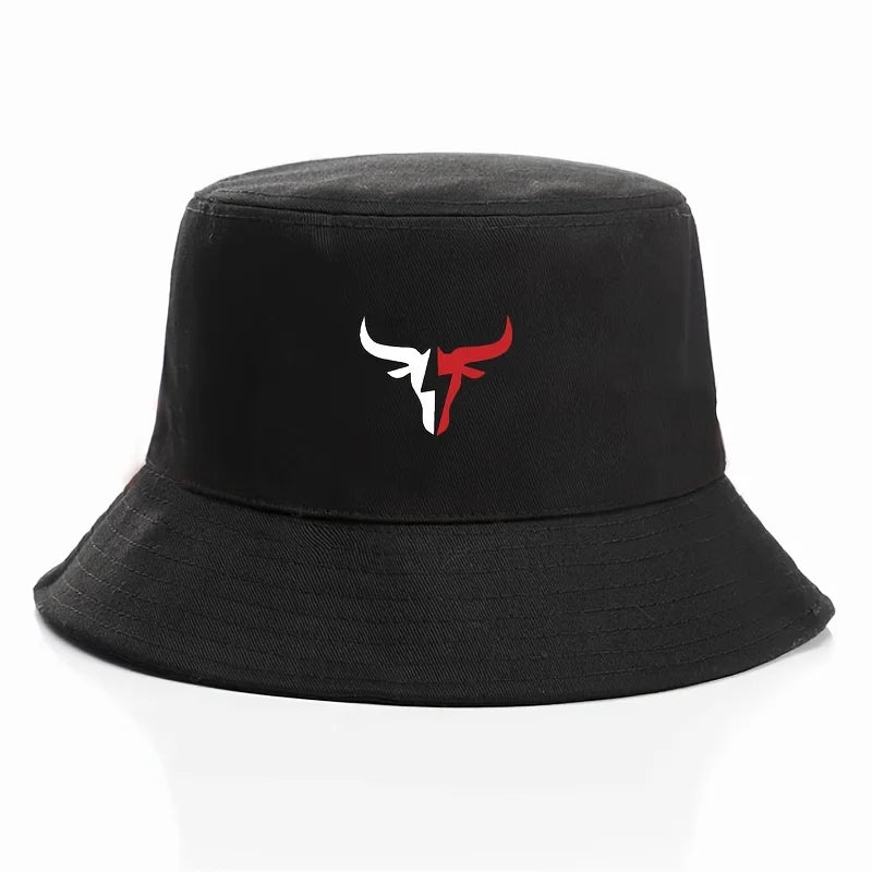 Cow Head Logo Fashionable Printed Fisherman's Hat