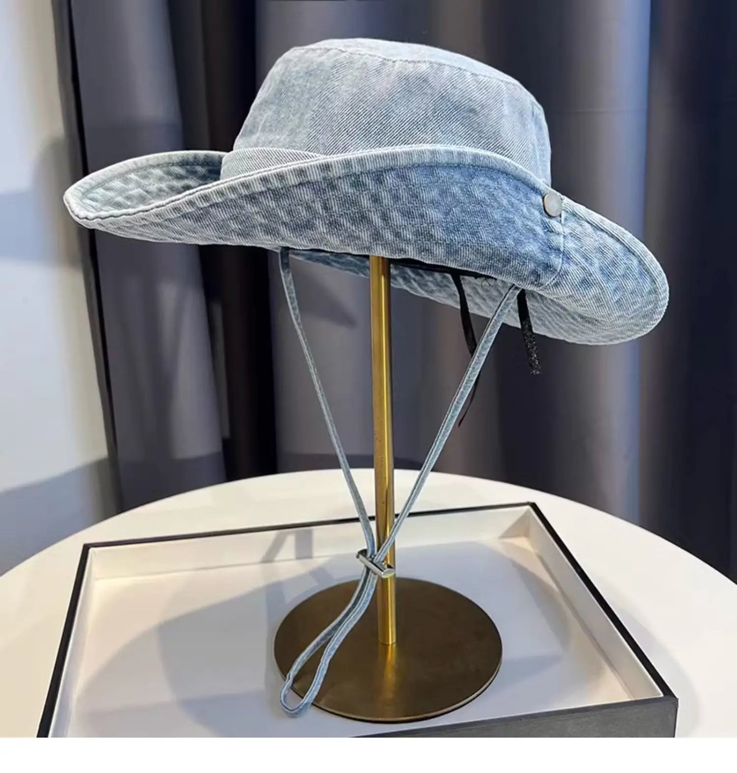 Vintage Washed Denim Bucket Hat Unisex Summer Sun Hat For Women Men