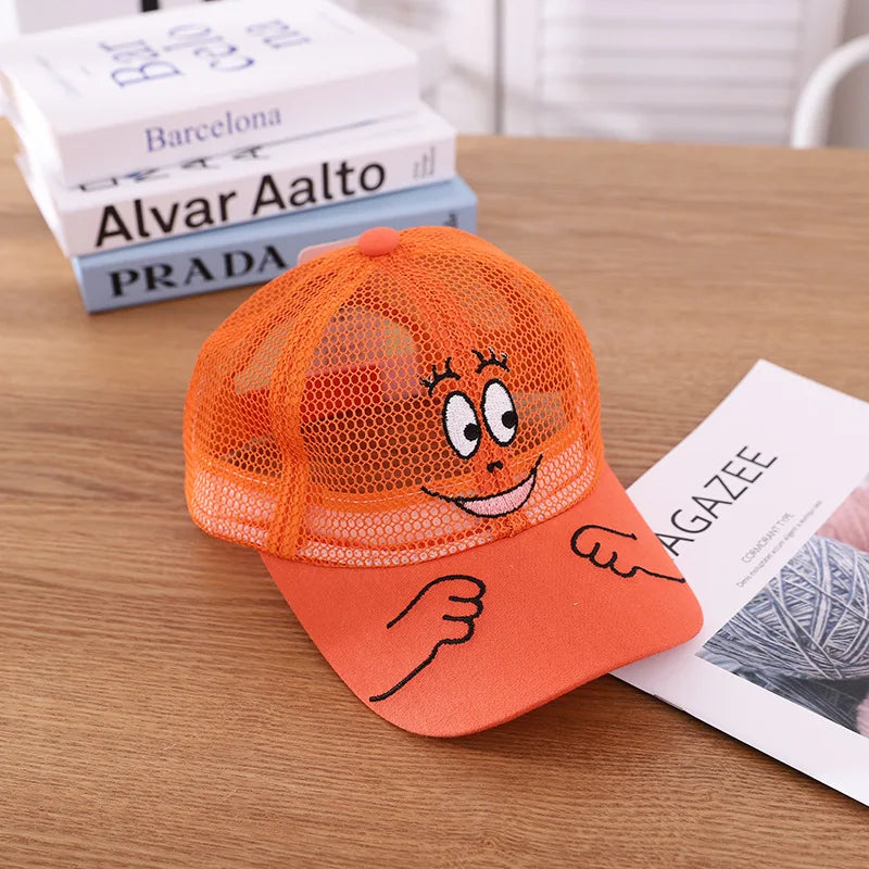 Cool New Boys Girls Kids Children Summer Cute Cap Smiley Face Kawaii Mesh Baseball Cap