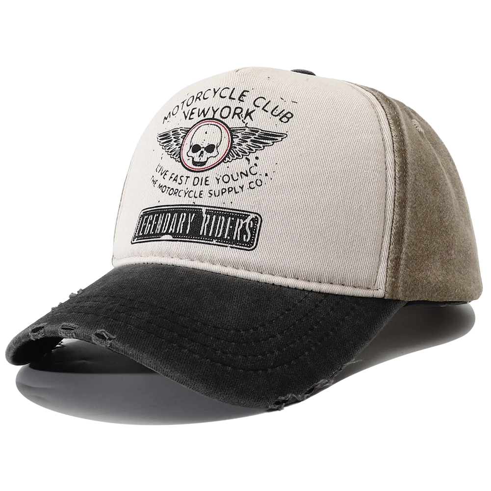 New Punk Motorcycle Cap Casquette Femme Skull Print 5 Panel Baseball Hat Hip Hop New York