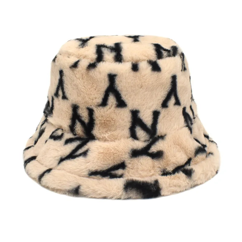 Winter Bucket Hat Women's Fashion Leopard Panama Warm Hat For Women