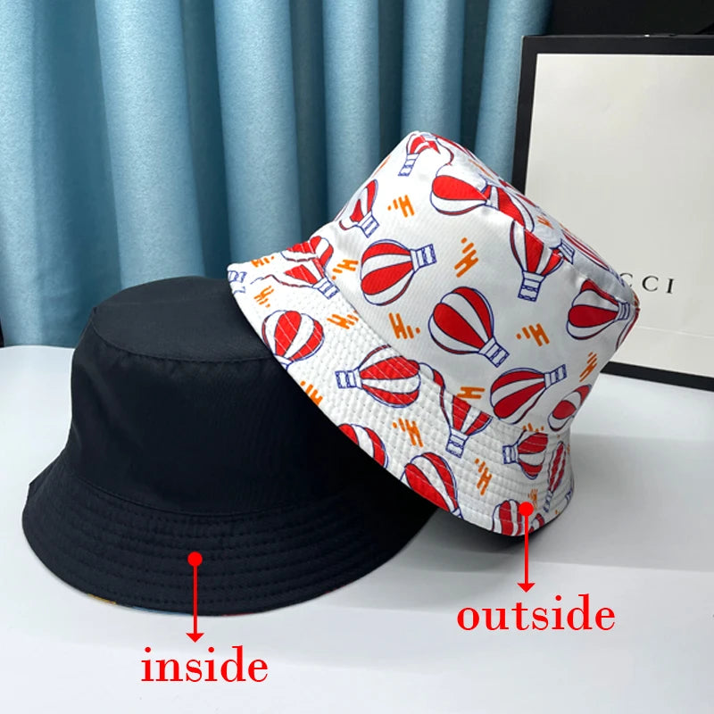 2024 New Bucket Hats Letter Embroidered Double-sided Fisherman