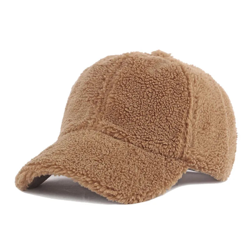 Autumn Winter Baseball Cap Women Artificial Lamb Wool Hats