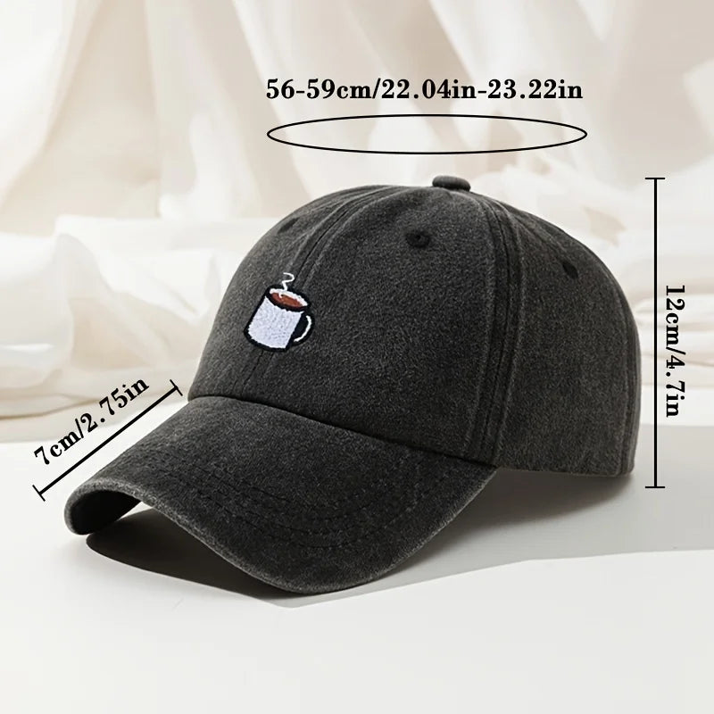 Baseball Cap Retro Washed Casual Hat Cup Embroidered Curved Hip Hop Hat Fishing Hat