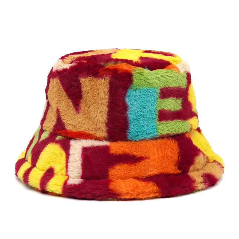 Winter Bucket Hat Women's Fashion Leopard Panama Warm Hat For Women