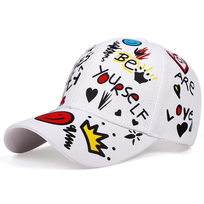 Unisex GLetter Printing Graffiti Baseball Caps