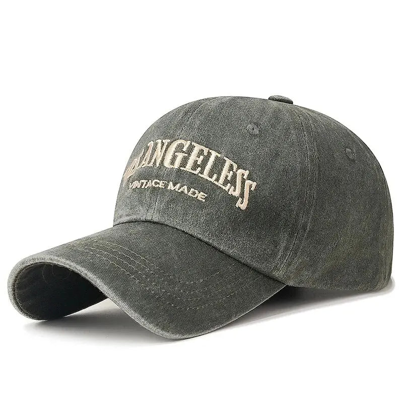New Soft Top Washed Vintage Coated Cloth Cap Three-Dimensional Embroidery Sunhat Distressed White Baseball Cap