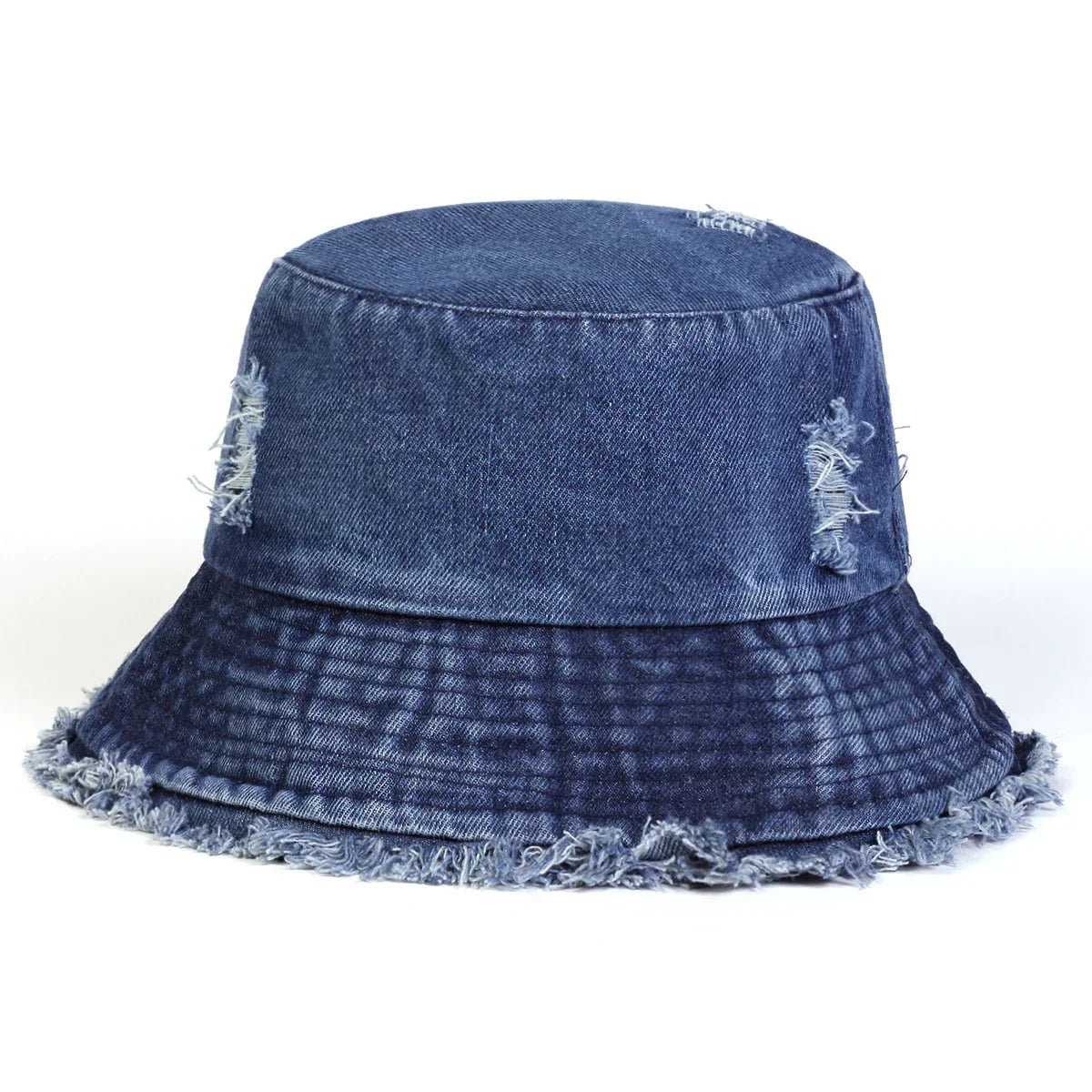 Unisex Solid Color Distressed Cowboy Bucket Hats