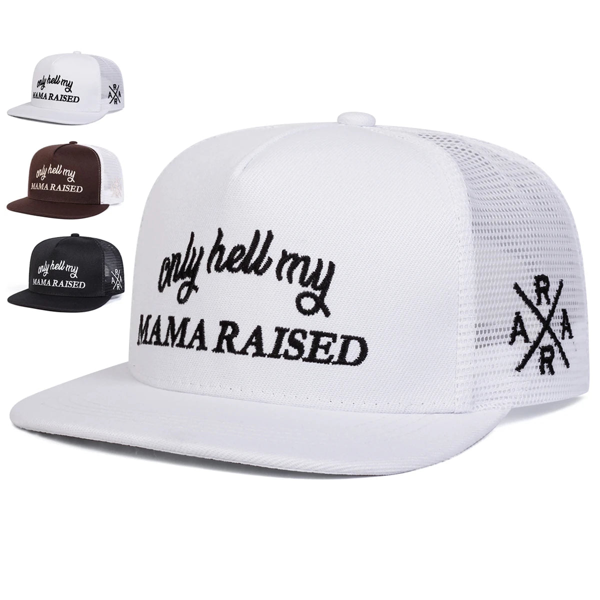 Unisex Only Hell My Mama Raised Embroidery Hip-Hop Hats Snapback Caps Sunscreen Hats