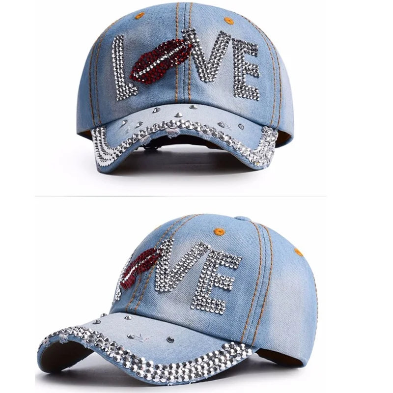 Vintage Denim Baseball Cap With For Women