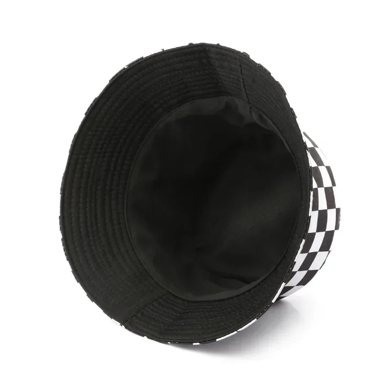 Double Sided Plaid Bucket Hats for Women and Men Fashion Personality
