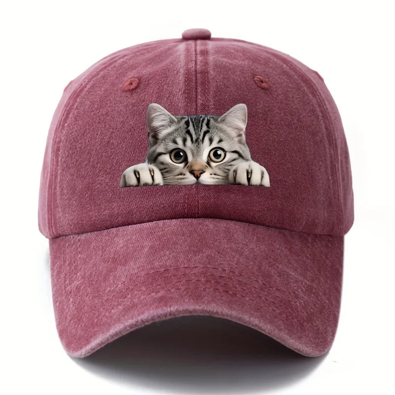 Cartoon Cat Pattern Retro Baseball Cap