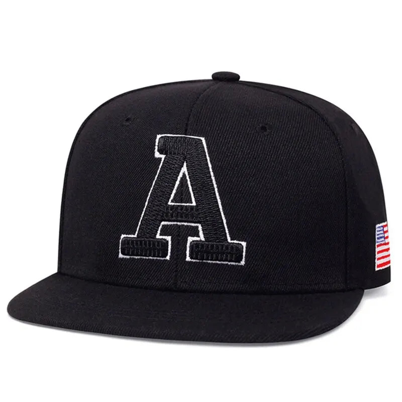Unisex Simple Letter A Embroidery Hip-hop Hats Snapback Caps Sunscreen Hat