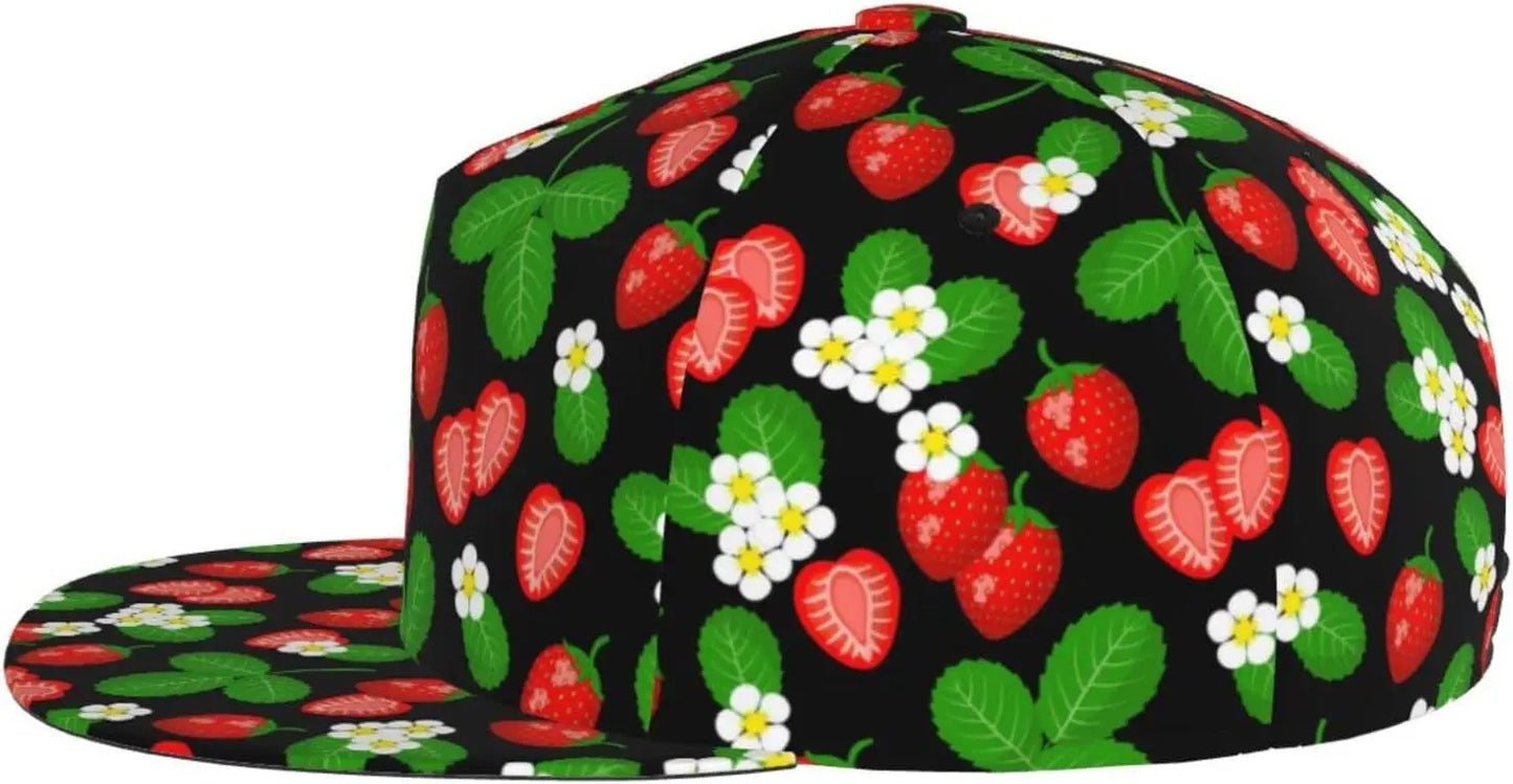 Cute Pink Strawberry Snapback Hat For Women Men