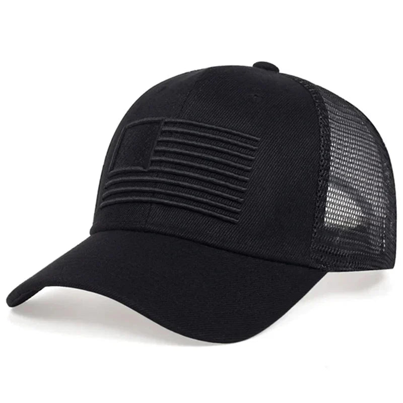 Fashion American Flag Embroidery Baseball Net Caps