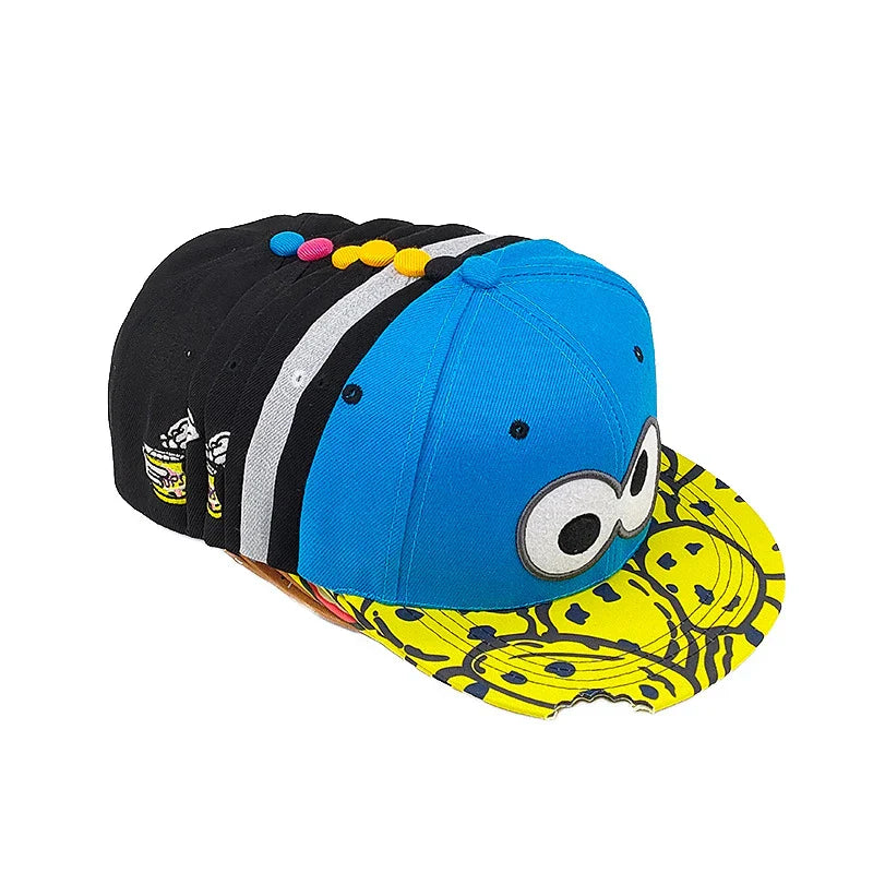 Eye PIZZA Embroidered Cartoon Flat-rim Hat