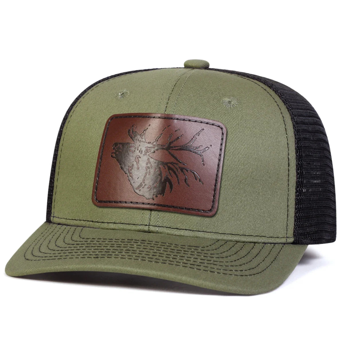 Unisex Deer Head Leather Label Baseball Net Caps