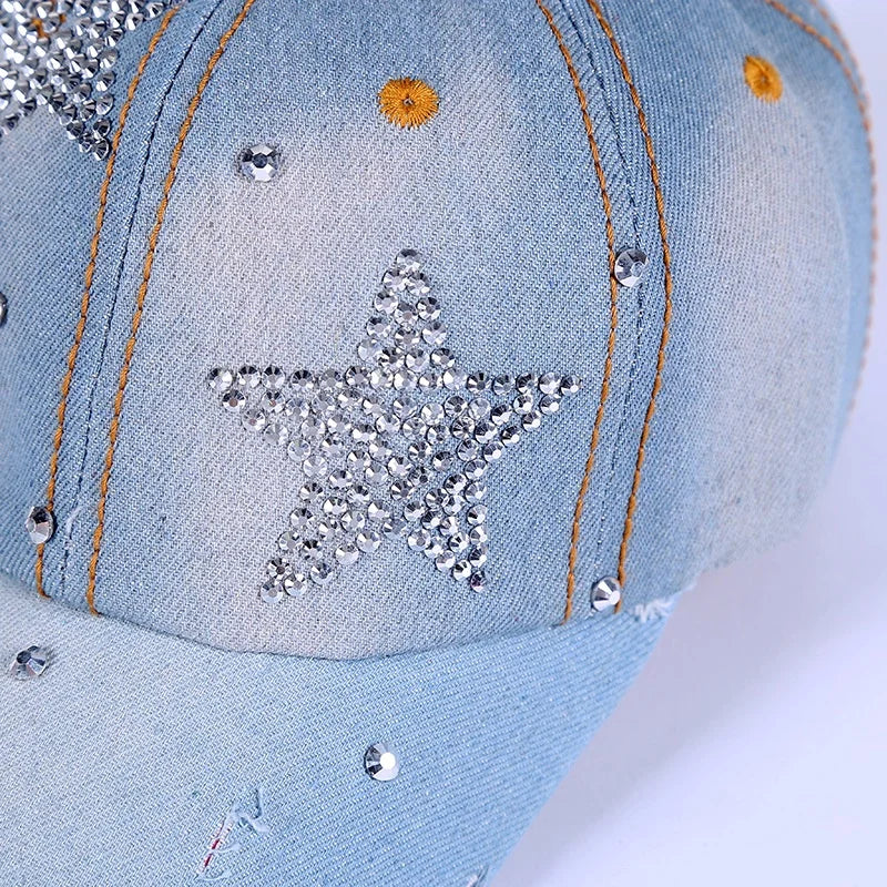 Vintage Denim Baseball Cap With For Women