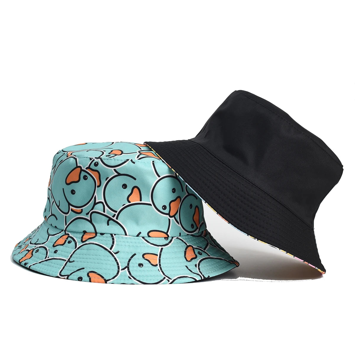 Cartoon Duck Bucket Hat Cute Printing Fisherman Hats For Men Women