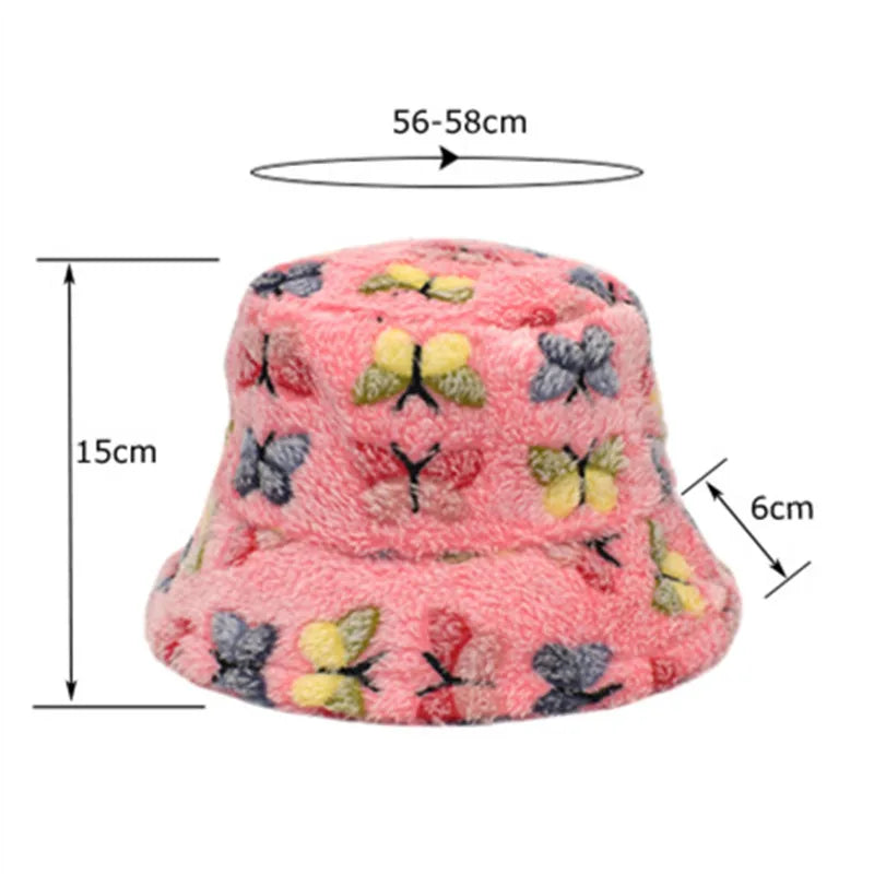 Winter Bucket Hat Women's Fashion Leopard Panama Warm Hat For Women