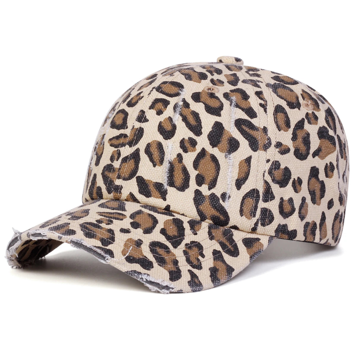 Unisex Leopard Print with Holes Baseball Caps Sunscreen Hat Sports Cap