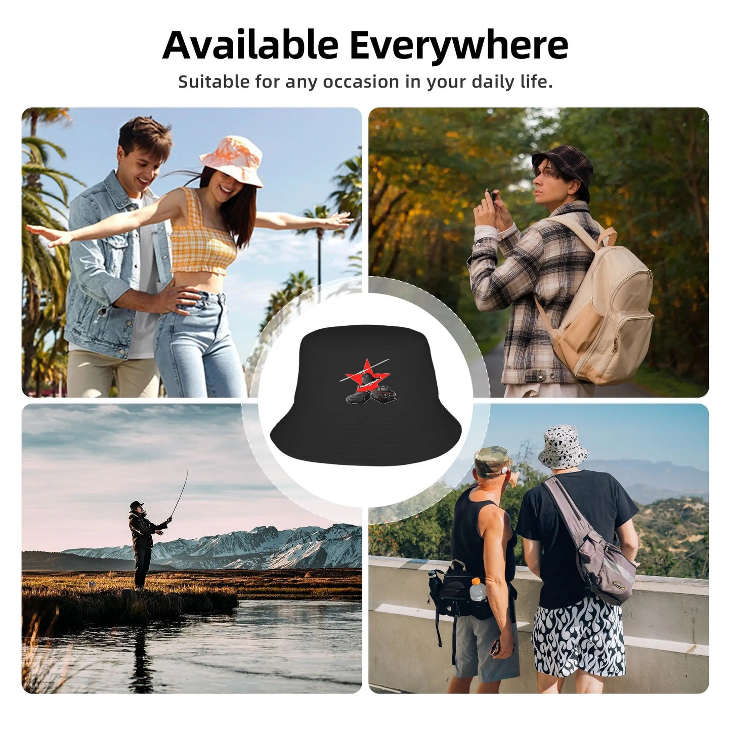 Men Women 80s Heroes Dark Version Bucket Hat