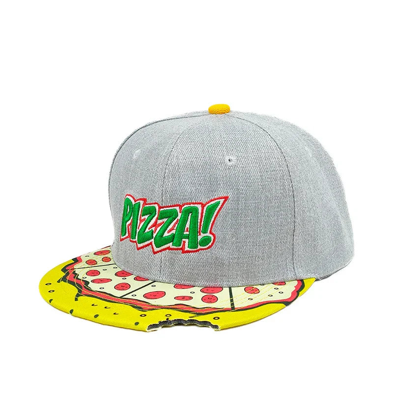 Eye PIZZA Embroidered Cartoon Flat-rim Hat