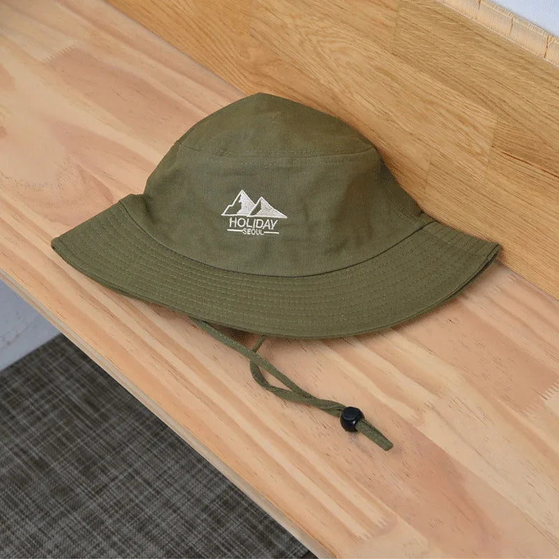 Embroidery Cotton Bucket Hat For Men Women Outdoor Travel