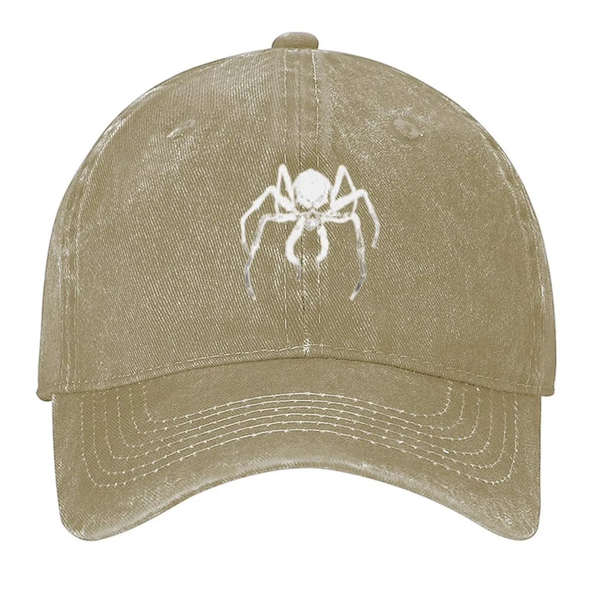Skeleton Spider Skull Print Vintage Wash Baseball Cap