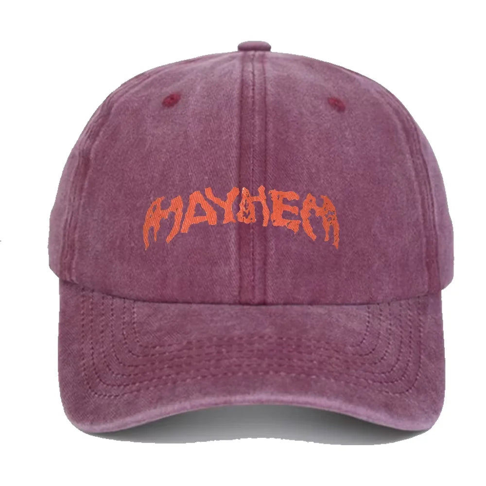 Men Women Lady Gaga Mayhem 2025 Printed Hats Casual Distressed Washed Baseball Cap