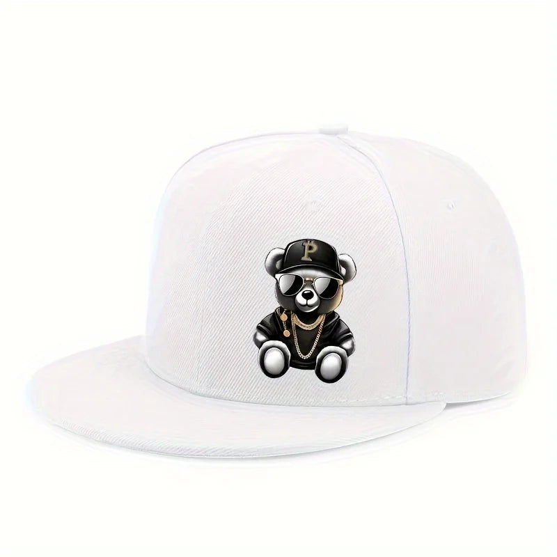 Adjustable Cartoon Bear Printed Hip Hop Baseball Cap Snapback Hat