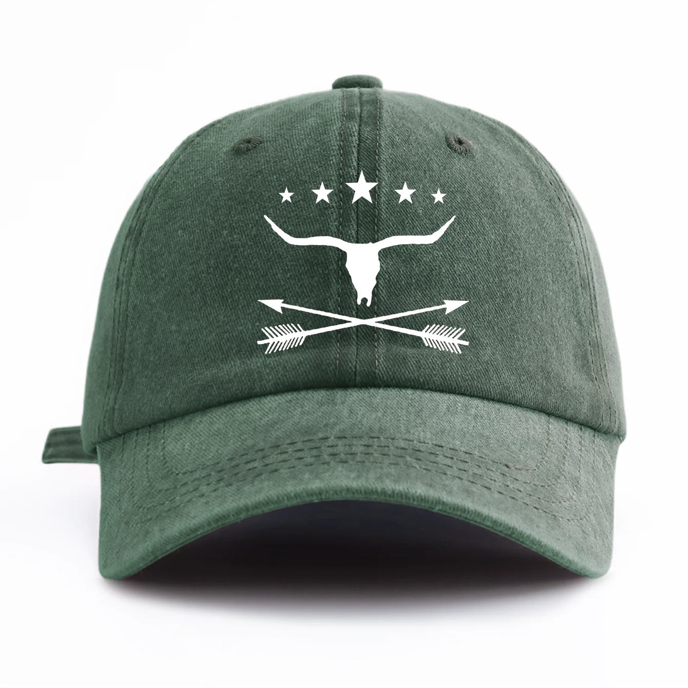Bull Print Washed Baseball Cap For Adults