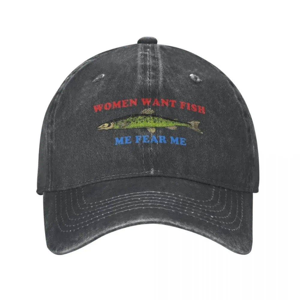 Women Want Fish Me Fear Me Baseball Cap