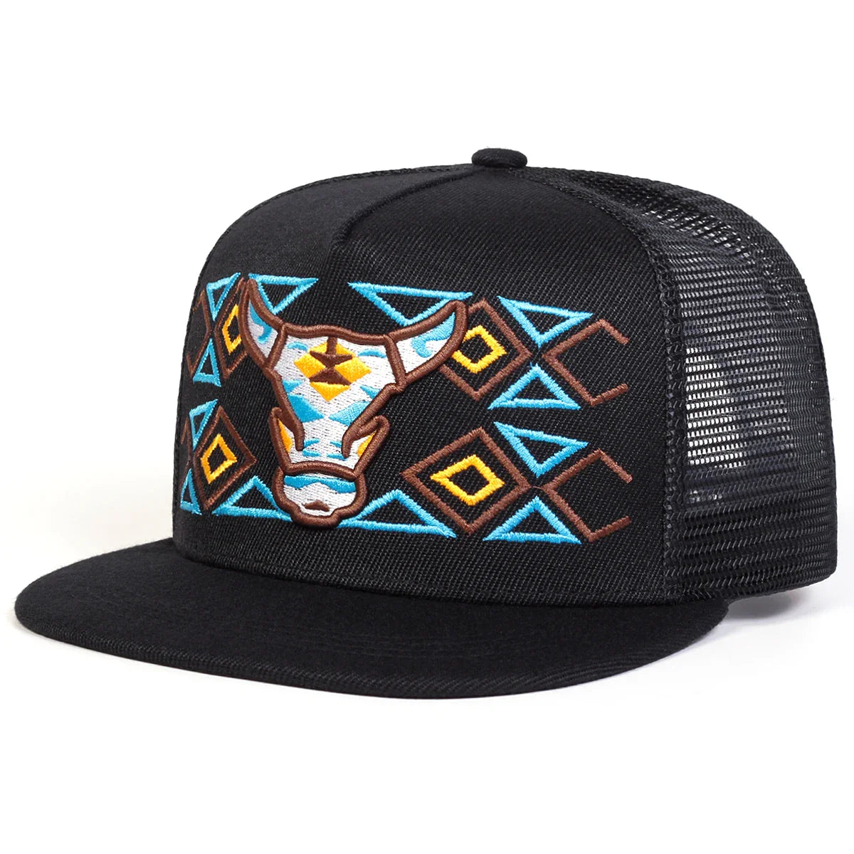 Unisex Ox Head Embroidery Hip-hop Net Hats