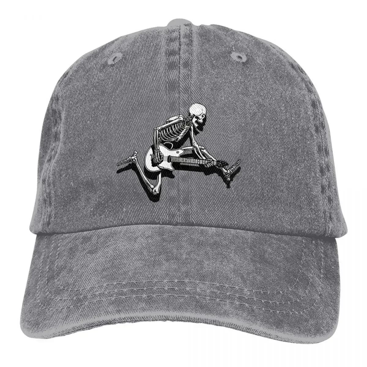 Skeleton Guitarist Jump Baseball Cap Men Cowboy Hats Women Guitar Rock Caps