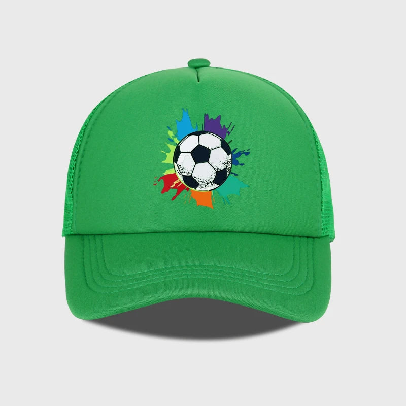 Colorful Soccer Splash Print Sponge Mesh Cap Baseball Cap