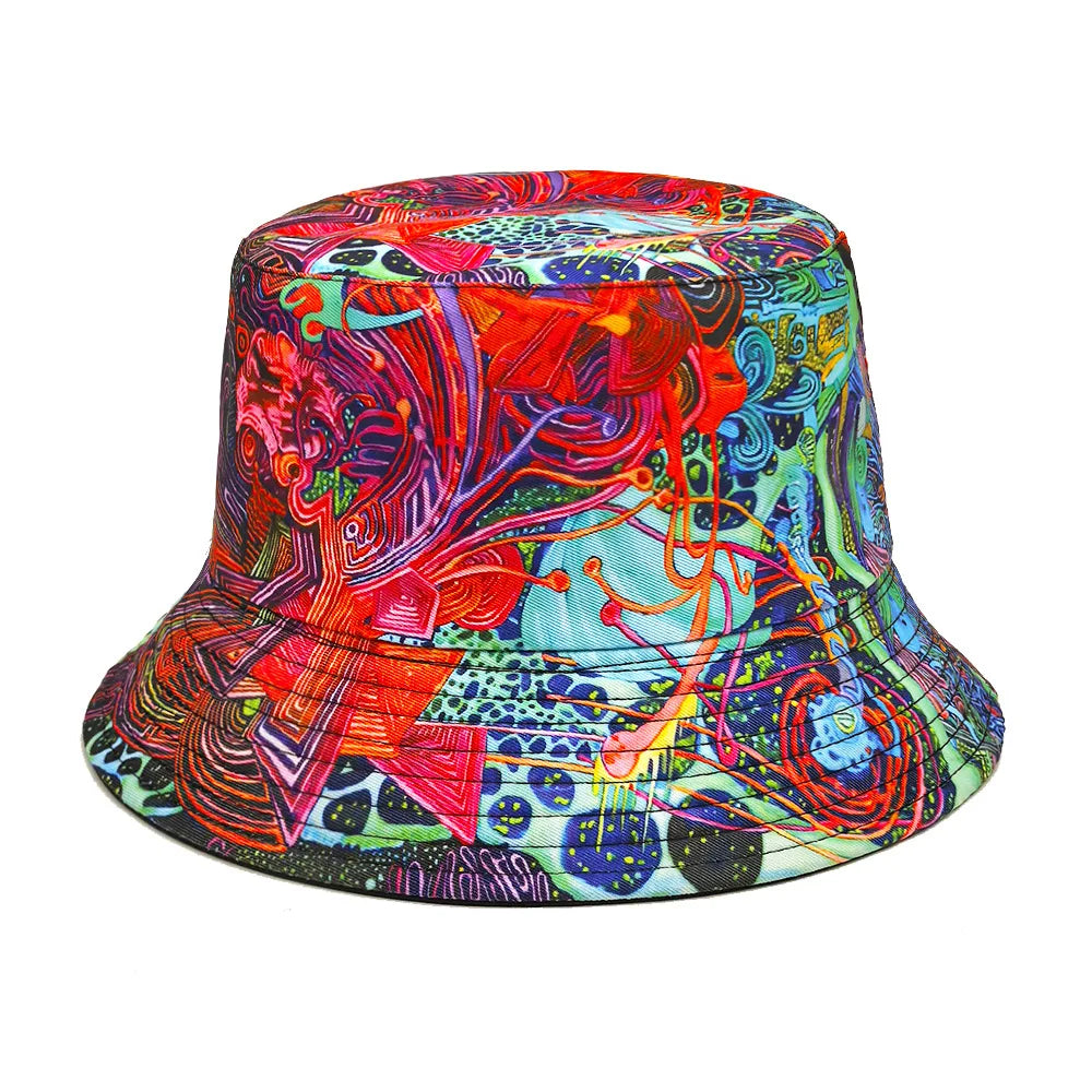 Retro Graffiti Print Hip Hop Street Bucket Hat