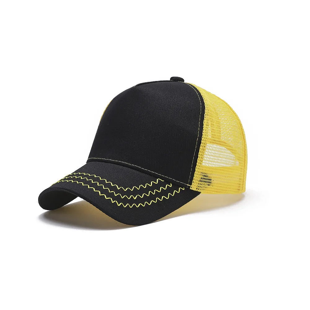 5 Pane Mesh Baseball Cap Adult Hip Hop Curved Snapback Hats