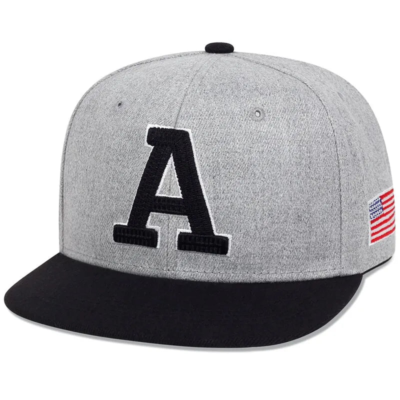 Unisex Simple Letter A Embroidery Hip-hop Hats Snapback Caps Sunscreen Hat