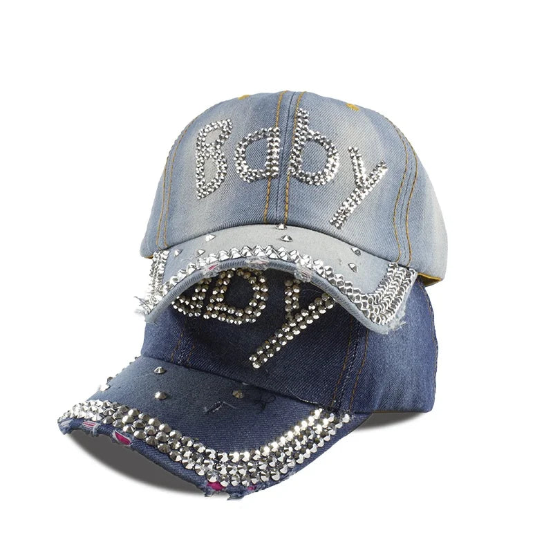 Vintage Denim Baseball Cap With For Women