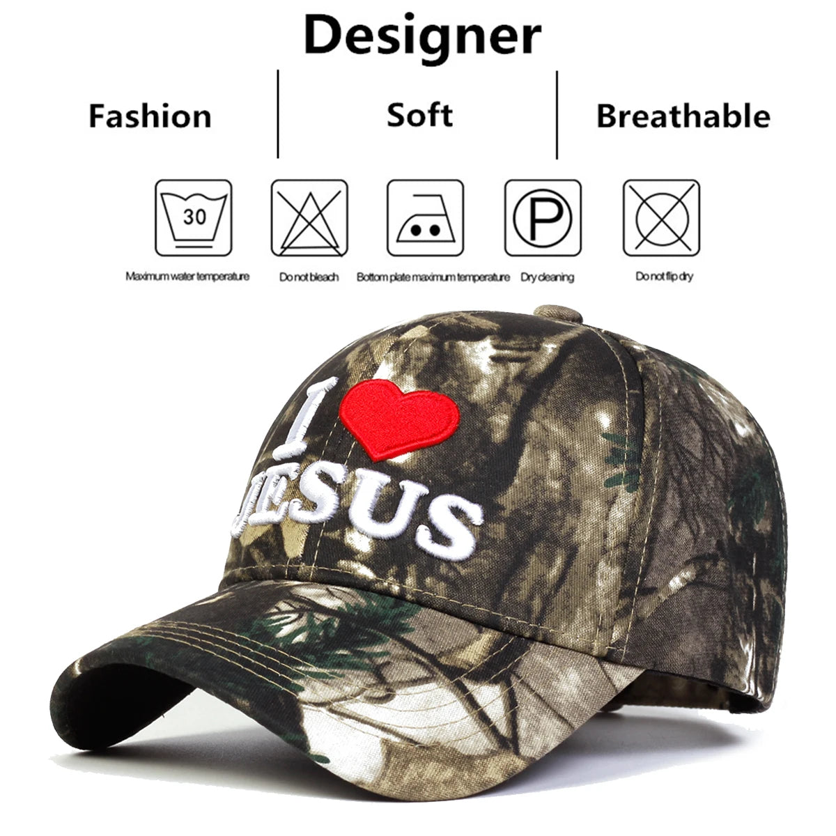 Unisex I LOVE JESUS Letter Embroidery Baseball Caps Sunscreen Hat