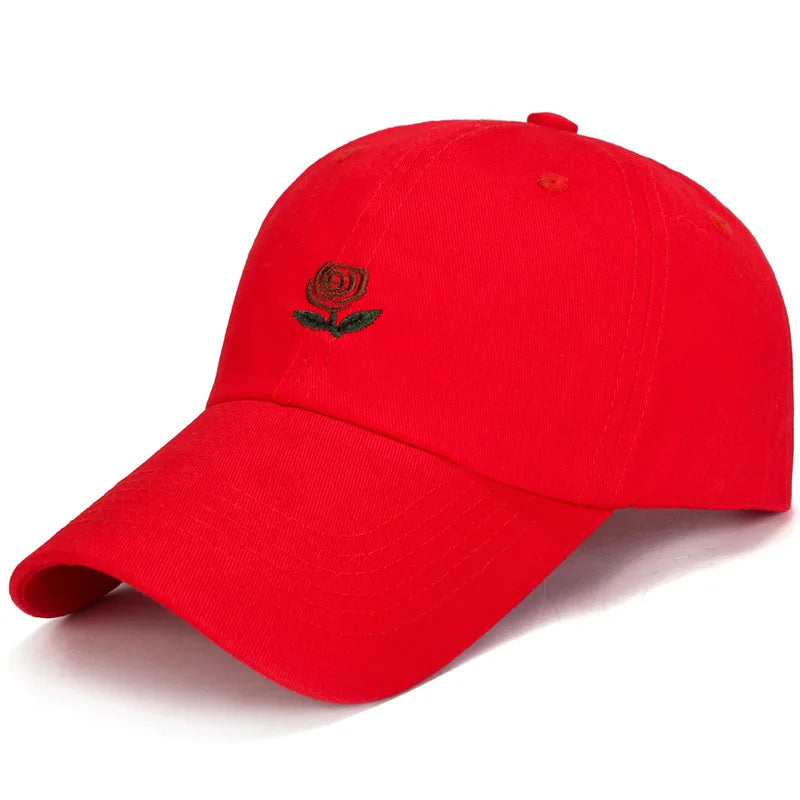 Unisex Rose Embroidery Baseball Cap For Men Women Flower Cap