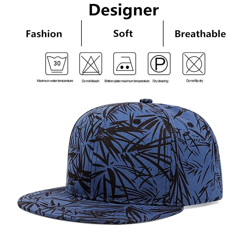 Fashion Baseball Caps Snapback Bamboo Leaf Printing Hats Outdoor Sports Caps Hip Hop Hats Trendy For Men Women Hats