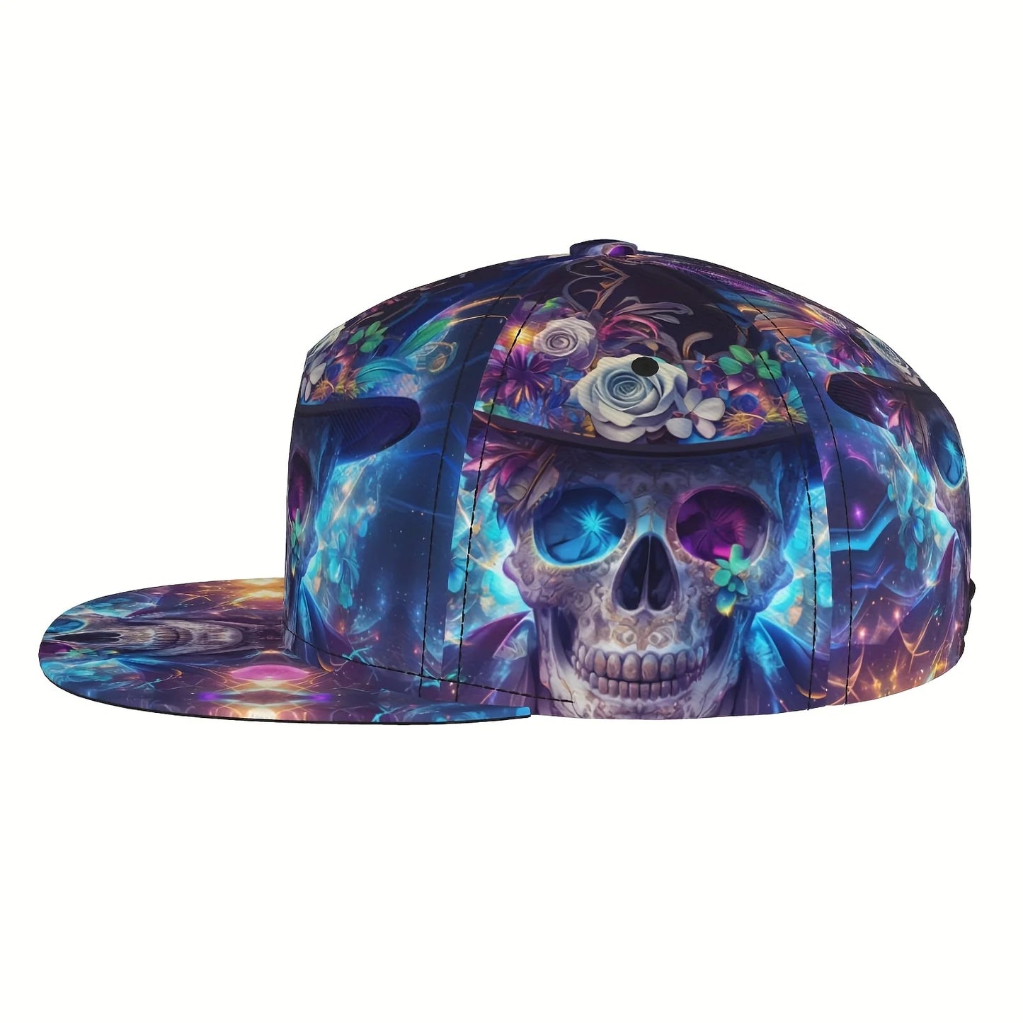 Unisex Skull Print Snapback Cap