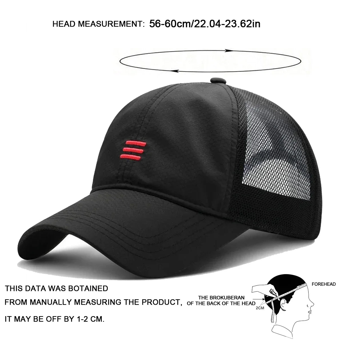 Unisex Three Horizontal Embroidered Quick Drying Baseball Caps
