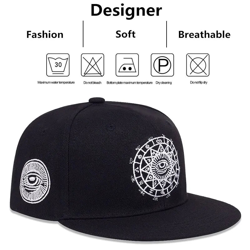 Unisex Eyes Letter Embroidery Hip-hop Hats Baseball Caps Snapback Caps