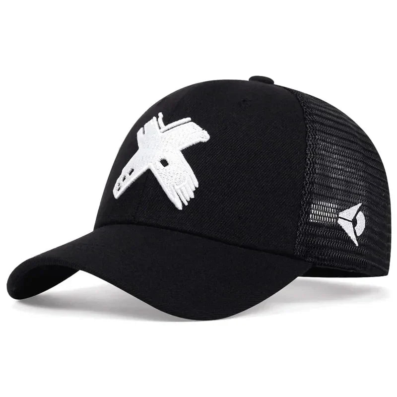 Unisex X Letter Embroidery Baseball Net Caps